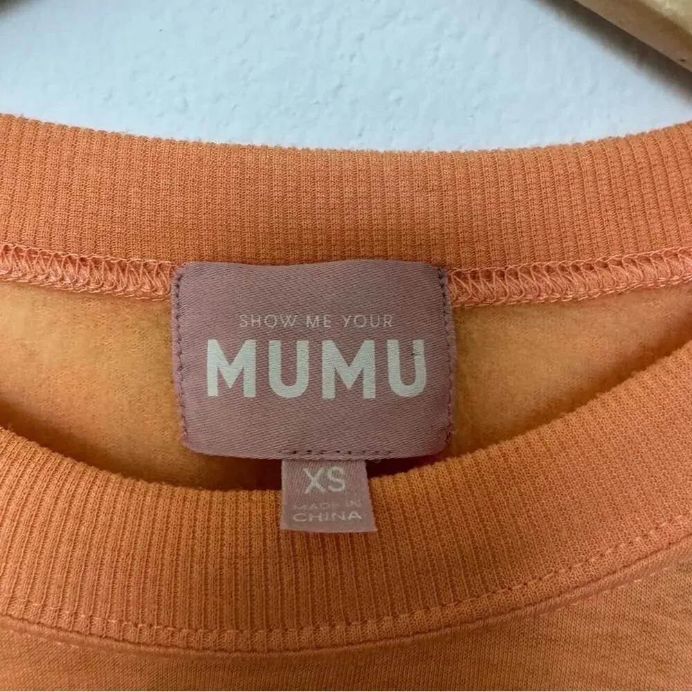 Show Me Your‎ Mumu Sweatshirt Womens XS Orange Oversized Graphic Print